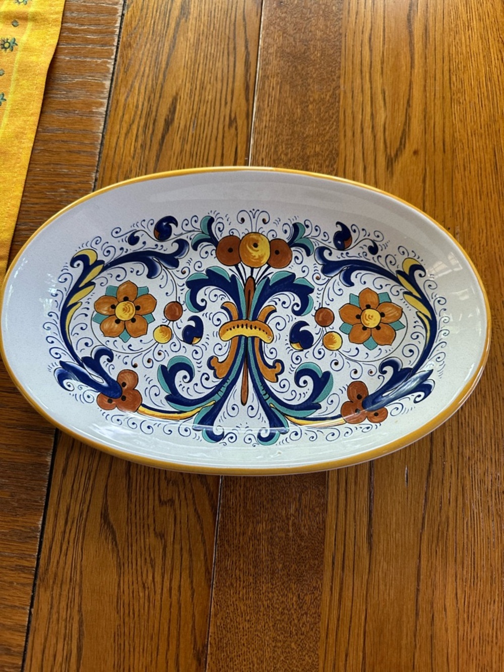 Nova Deruta Hand Painted Oval Center Piece Serving Plate Made in Italy EUC